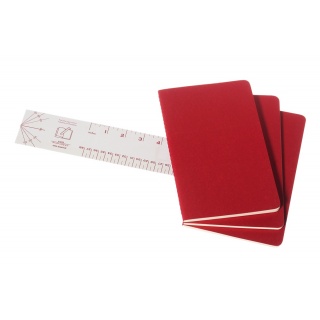 Zestaw 3 zeszytów MOLESKINE Cahier Journals, L, 13x21cm, gładki, 80 stron, cranberry red, Zeszyty, Artykuły szkolne