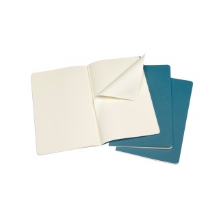 Zestaw 3 zeszytów MOLESKINE Cahier Journals, L, 13x21cm, gładki, 80 stron, brisk blue, Zeszyty, Artykuły szkolne