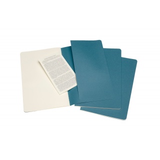 Zestaw 3 zeszytów MOLESKINE Cahier Journals, L, 13x21cm, gładki, 80 stron, brisk blue, Zeszyty, Artykuły szkolne
