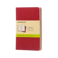 Set of 3 notebooks MOLESKINE Cahier Journals, P, 9x14cm, plain, 64 pages, cranberry red