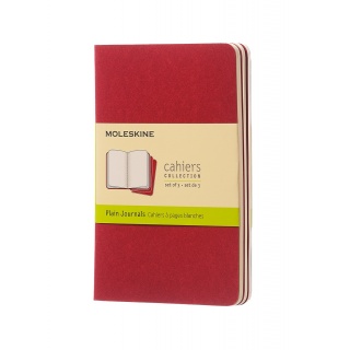 Zestaw 3 zeszytów MOLESKINE Cahier Journals, P, 9x14cm, gładki, 64 strony, cranberry red, Zeszyty, Artykuły szkolne