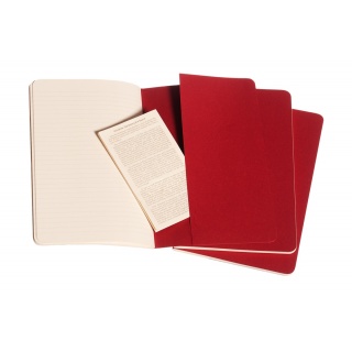 Zestaw 3 zeszytów MOLESKINE Cahier, L, 13x21cm, w linie, 80 stron, cranberry red, Zeszyty, Artykuły szkolne