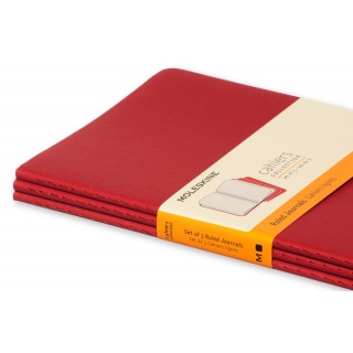 Zestaw 3 zeszytów MOLESKINE Cahier, L, 13x21cm, w linie, 80 stron, cranberry red, Zeszyty, Artykuły szkolne