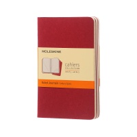 Set of 3 notebooks MOLESKINE Cahier, P, 9x14cm, ruled, 64 pages, cranberry red