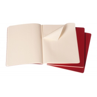 Zestaw 3 zeszytów MOLESKINE Cahier, XL, 19x25cm, gładki, 120 stron, cranberry red, Zeszyty, Artykuły szkolne