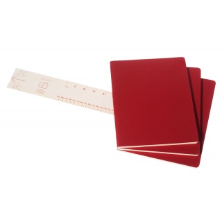 Zestaw 3 zeszytów MOLESKINE Cahier, XL, 19x25cm, gładki, 120 stron, cranberry red, Zeszyty, Artykuły szkolne