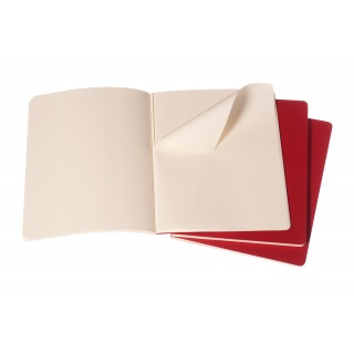 Zestaw 3 zeszytów MOLESKINE Cahier, XL, 19x25cm, w linie, 120 stron, cranberry red, Zeszyty, Artykuły szkolne