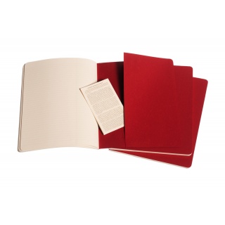 Zestaw 3 zeszytów MOLESKINE Cahier, XL, 19x25cm, w linie, 120 stron, cranberry red, Zeszyty, Artykuły szkolne