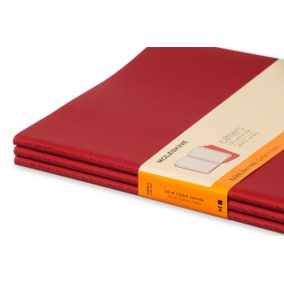 Zestaw 3 zeszytów MOLESKINE Cahier, XL, 19x25cm, w linie, 120 stron, cranberry red, Zeszyty, Artykuły szkolne