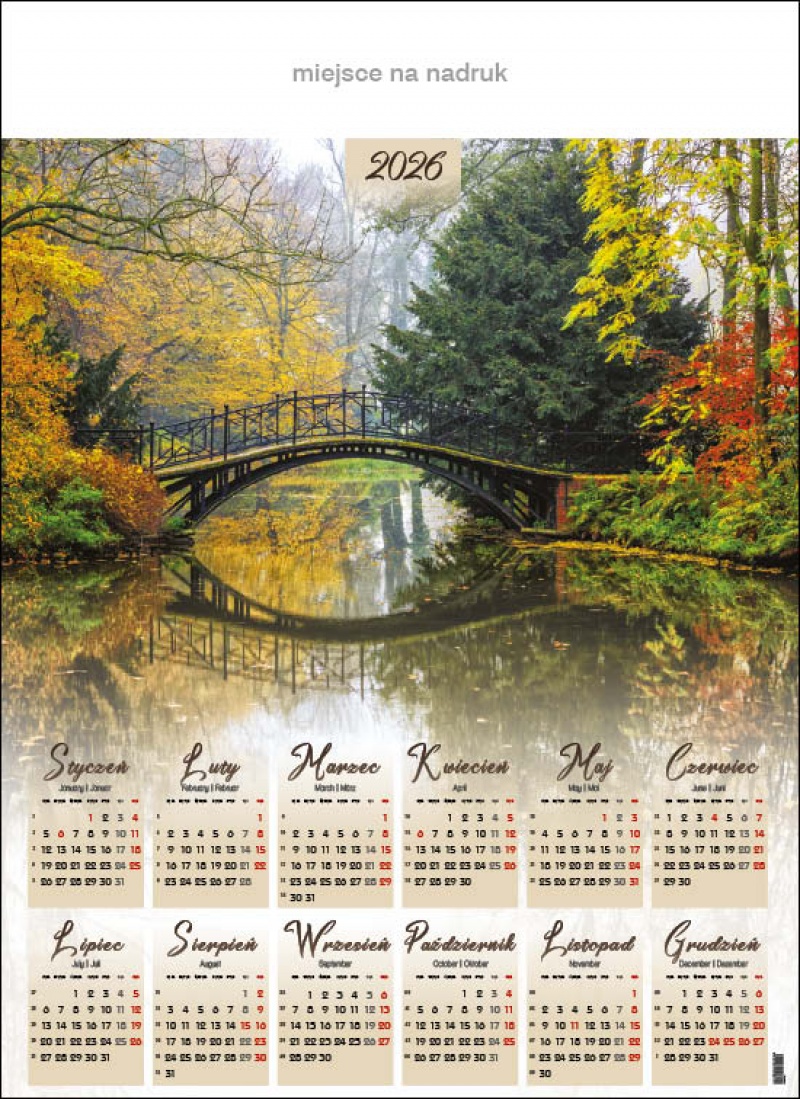 KALENDARZ JEDNOPLANSZOWY A1 "PARK PSZCZYNA" 2026, Ścienne, Kalendarze