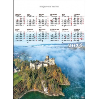 KALENDARZ JEDNOPLANSZOWY A1 "ZAMEK NIEDZICA" 2026, Ścienne, Kalendarze