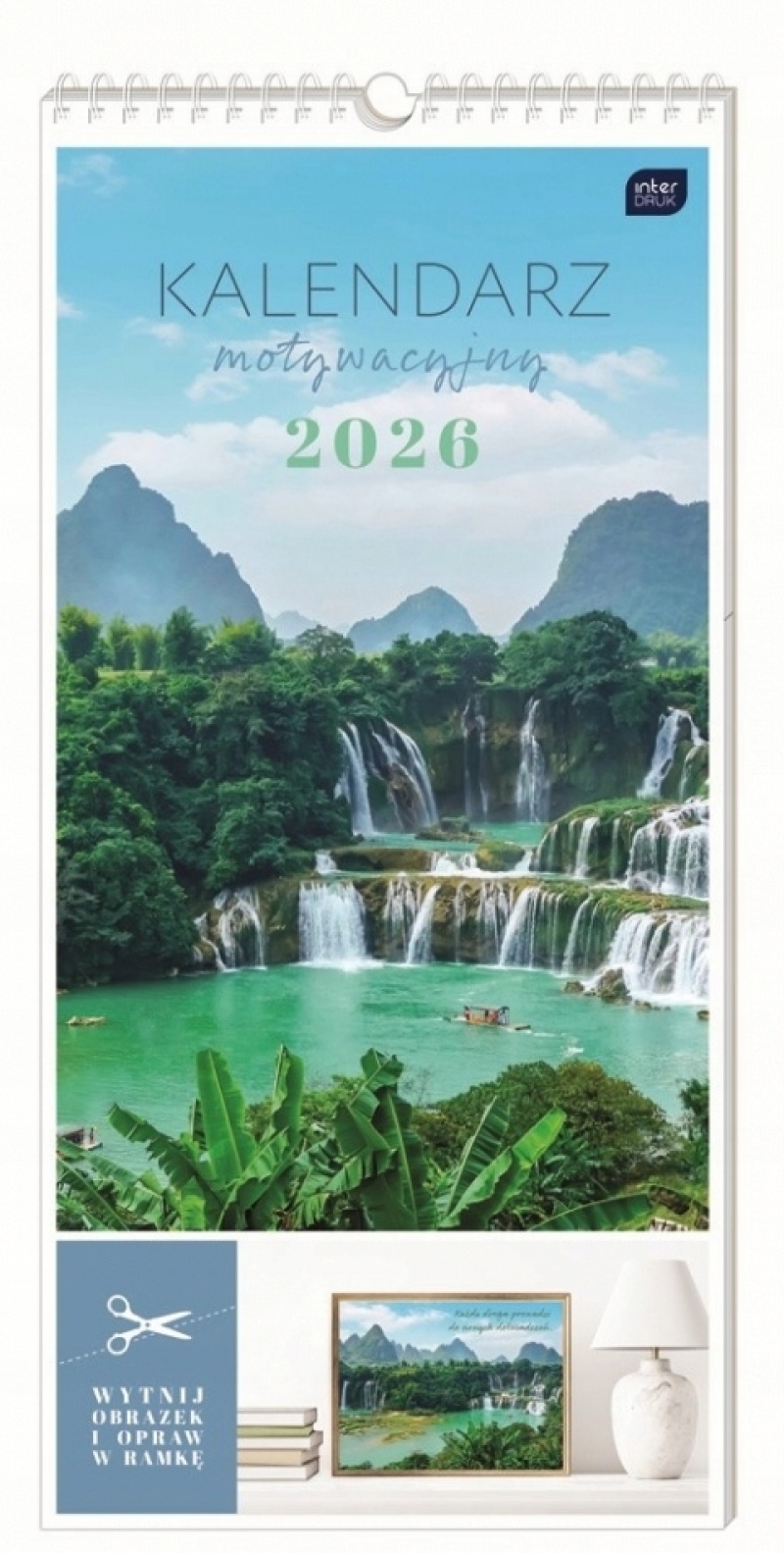 Kalendarz motywacyjny 22x46cm Widoki 2026, Ścienne, Kalendarze