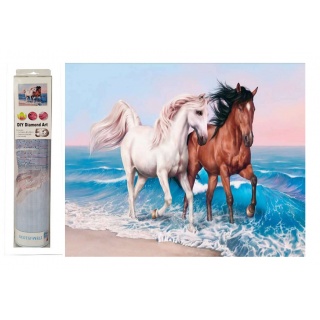 MOZAIKA DIAMENTOWA KONIE GALOPUJĄCE W MORZU 7855, Zestawy kreatywne, Art. kreatywne
