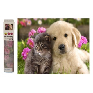 MOZAIKA DIAMENTOWA PIES Z KOTEM 7954, Zestawy kreatywne, Art. kreatywne