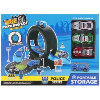 PARKING POLICJA+AKC MET 1430, Kolejki, tory wyścigowe, parkingi, Zabawki