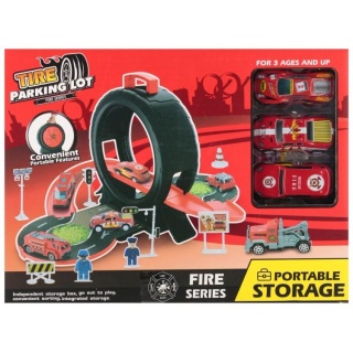 PARKING STRAŻ+AKC MET 1447, Kolejki, tory wyścigowe, parkingi, Zabawki