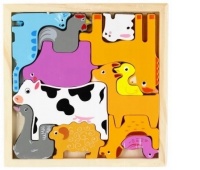 UKŁADANKA DREW ZWIERZ WIEJSK 12EL 2578, Drewniane, Zabawki