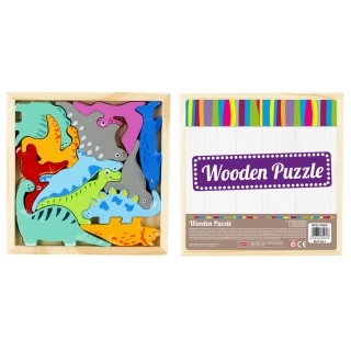 UKŁADANKA DREW DINOZAURY 12EL 2608, Drewniane, Zabawki
