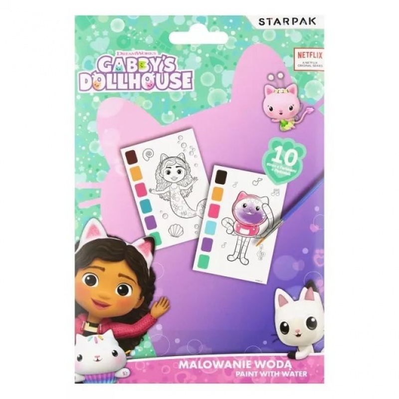 MALOWANIE WODĄ KOCI DOMEK GABI, Kolorowanki, Książeczki