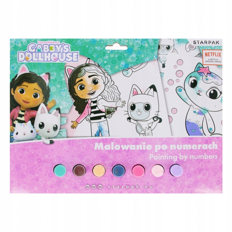 MALOWANIE PO NUMERACH KOCI DOMEK GABI, Kolorowanki, Książeczki