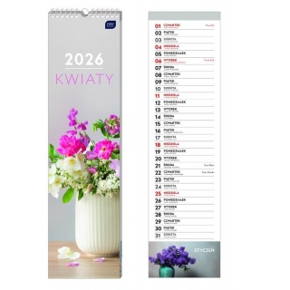 Kalendarz paskowy 13,5x50cm Kwiaty 2026, Ścienne, Kalendarze
