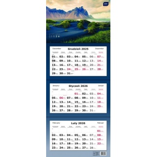Kalendarz tr&oacute;jdzielny 82,5x34cm Widoki 2026, Ścienne, Kalendarze