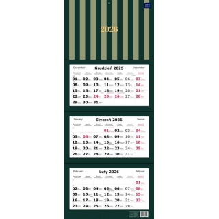 Kalendarz tr&oacute;jdzielny 82,5x34cm Paski 2026, Ścienne, Kalendarze