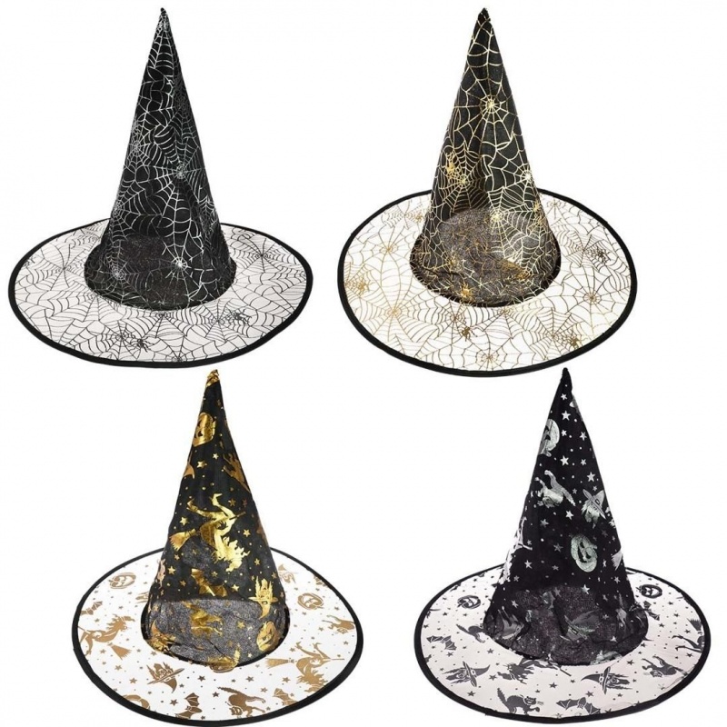 KAPELUSZ CZAROWNICY Z TRANSPARENTNYM RONDEM, Halloween, Art. świąteczne i okolicznościowe