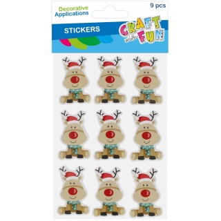 NAKLEJKI BN RENIFER 3D 9SZT 4938, Naklejki, Art. kreatywne