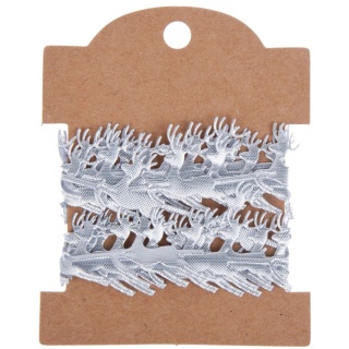 OZDOBA TAŚMA RENIFER 2M/2,5CM SREB 0675, Artykuły zdobnicze, Art. kreatywne