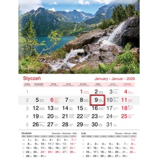 KALENDARZ JEDNODZIELNY KJ01 JEZIORO 2026, Ścienne, Kalendarze