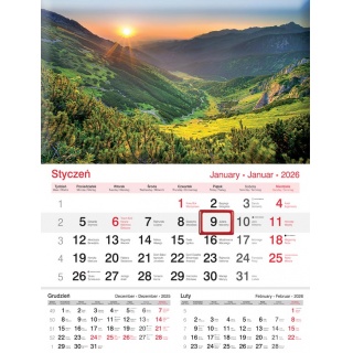 KALENDARZ JEDNODZIELNY KJ03 G&Oacute;RY 2026, Ścienne, Kalendarze
