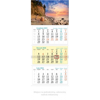 KALENDARZ TR&Oacute;JDZIELNY KT02 BAŁTYK 2026, Ścienne, Kalendarze