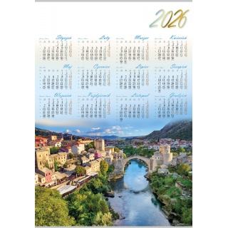 KALENDARZ JEDNOPLANSZOWY A1 PL08 MOST 2026, Ścienne, Kalendarze