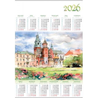 KALENDARZ JEDNOPLANSZOWY A1 PL09 WAWEL 2026, Ścienne, Kalendarze