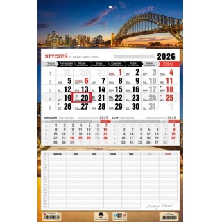 KALENDARZ JEDNODZIELNY Z PLANEM ZAJĘĆ 2026, Ścienne, Kalendarze