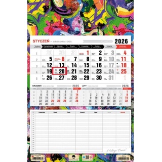 KALENDARZ JEDNODZIELNY Z PLANEM ZAJĘĆ 2026, Ścienne, Kalendarze