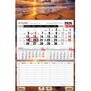 KALENDARZ JEDNODZIELNY Z PLANEM ZAJĘĆ 2026, Ścienne, Kalendarze