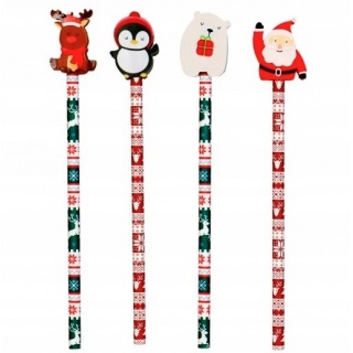 OŁ&Oacute;WEK Z GUMKĄ RENIFE, PINGWIN, MIŚ, MIKOŁAJ, Oł&oacute;wki, Art. do pisania i korygowania