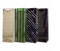 TORBA PREZENTOWA 12X36 PASY GRANAT ; ZIELEŃ