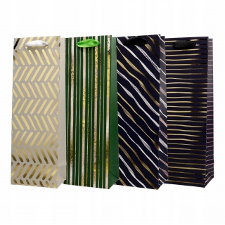 TORBA PREZENTOWA 12X36 PASY GRANAT ; ZIELEŃ, Torby ozdobne, Art. dekoracyjne i prezentowe