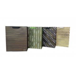 TORBA PREZENTOWA 18X23 PASY GRANAT ; ZIELEŃ, Torby ozdobne, Art. dekoracyjne i prezentowe