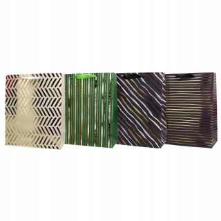 TORBA PREZENTOWA 26X32 PASY GRANAT ; ZIELEŃ, Torby ozdobne, Art. dekoracyjne i prezentowe