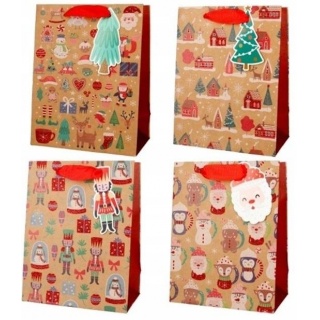 TORBA PREZENTOWA 18X23CM DOMKI ,DZIADKI Z TAGIEM, Torby ozdobne, Art. dekoracyjne i prezentowe