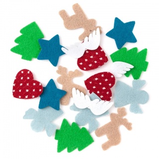 NAKLEJKI Z FILCU MOTYWY ŚWIĄTECZNE 18szt.MULTICOL., Naklejki, Art. kreatywne