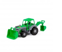 Majster, traktor-koparka szaro-zielony w siatce !!