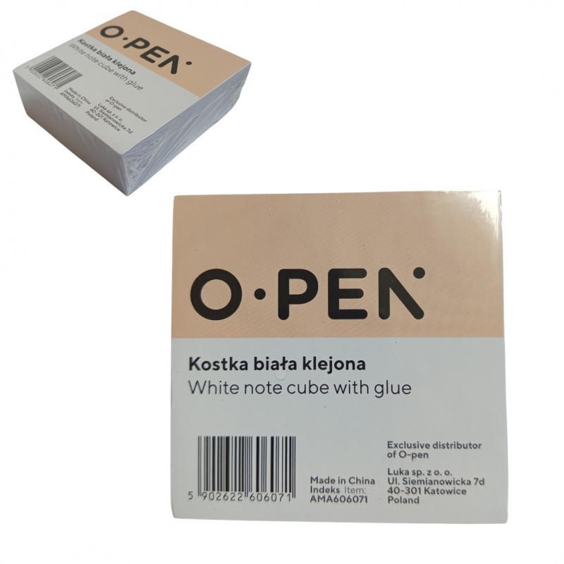 KOSTKA BIAŁA KLEJONA 8,5x8,5x3,5 /48/, Kostki, Galanteria papiernicza