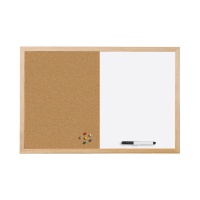 Tablica BI-OFFICE Combo, suchoś. -korkowa, 60x45cm, rama drewniana, Tablice suchościeralne, Prezentacja