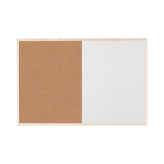 Tablica BI-OFFICE Combo, suchoś. -korkowa, 60x45cm, rama drewniana, Tablice suchościeralne, Prezentacja