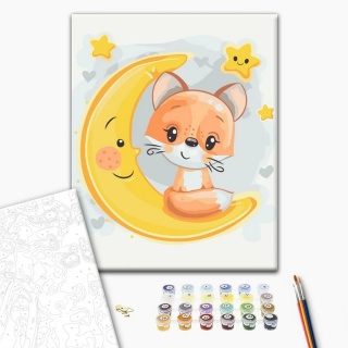 Malowanie po numerach BRUSHME, 30x40 cm, kids, lis na księżycu, 1 szt., Produkty kreatywne, Artykuły szkolne